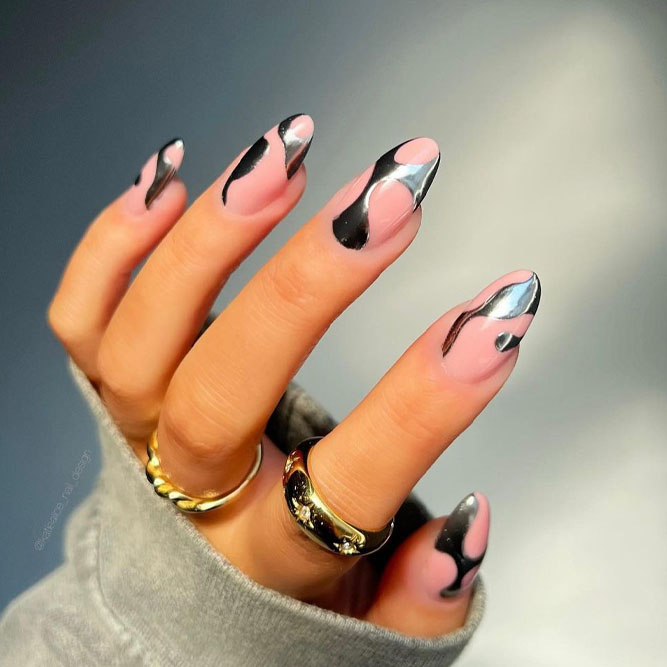 Abstract Chrome Fall Nails