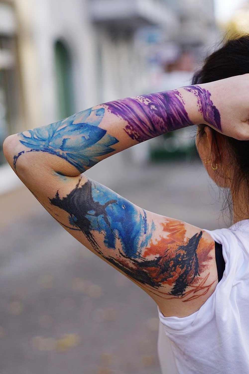 Watercolor Sleeves Tattoo Design