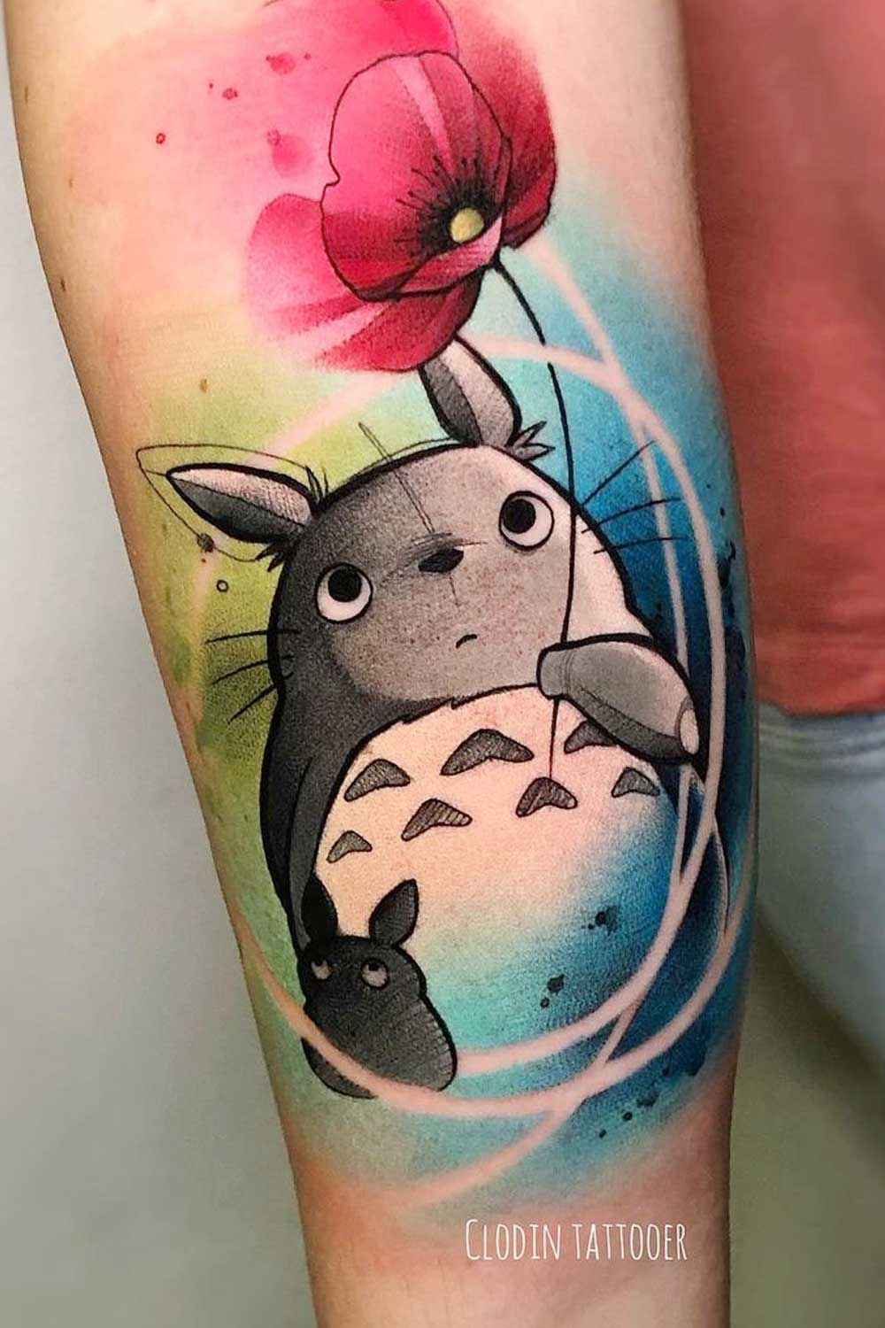 Watercolor Totoro Tattoo Design