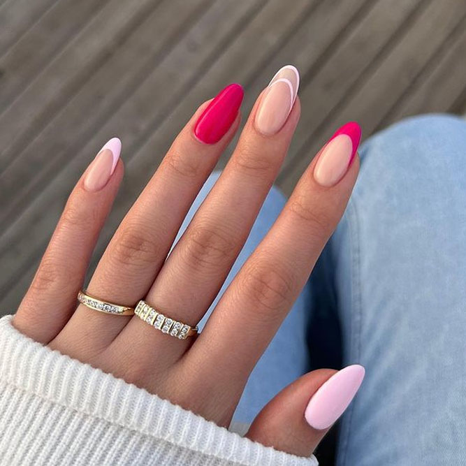 Pink Double French Manicure