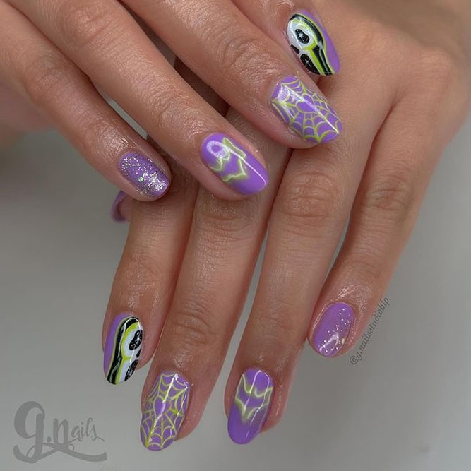 Neon Ghost Halloween Nail Designs