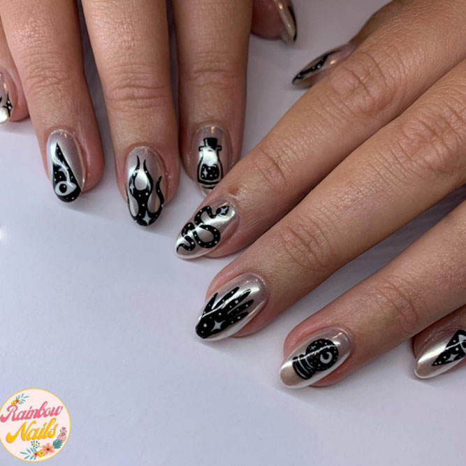 Witchy Moonlight Halloween Nail Designs
