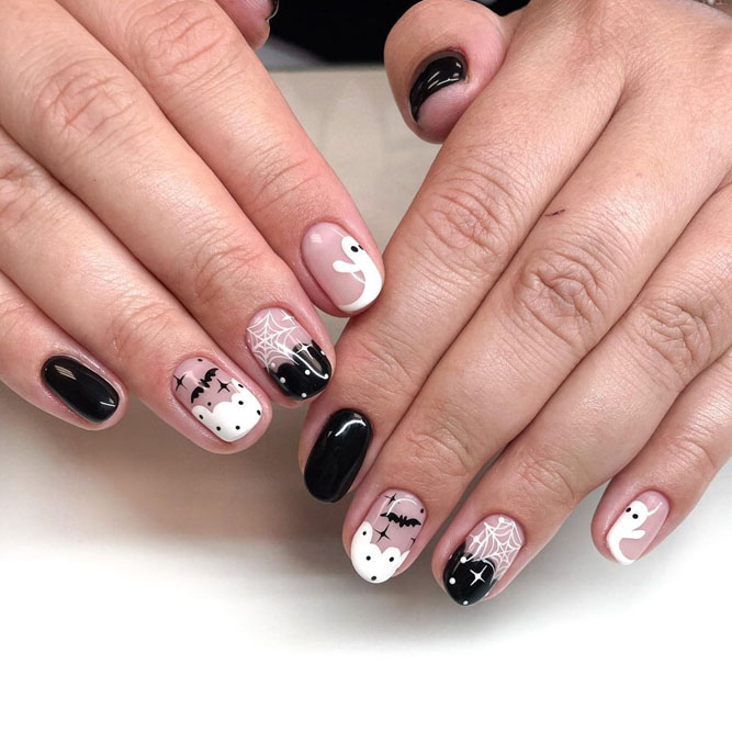 Black and White Halloween Nails