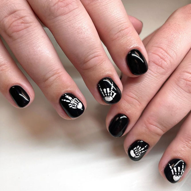 Skeleton Hands Halloween Nails