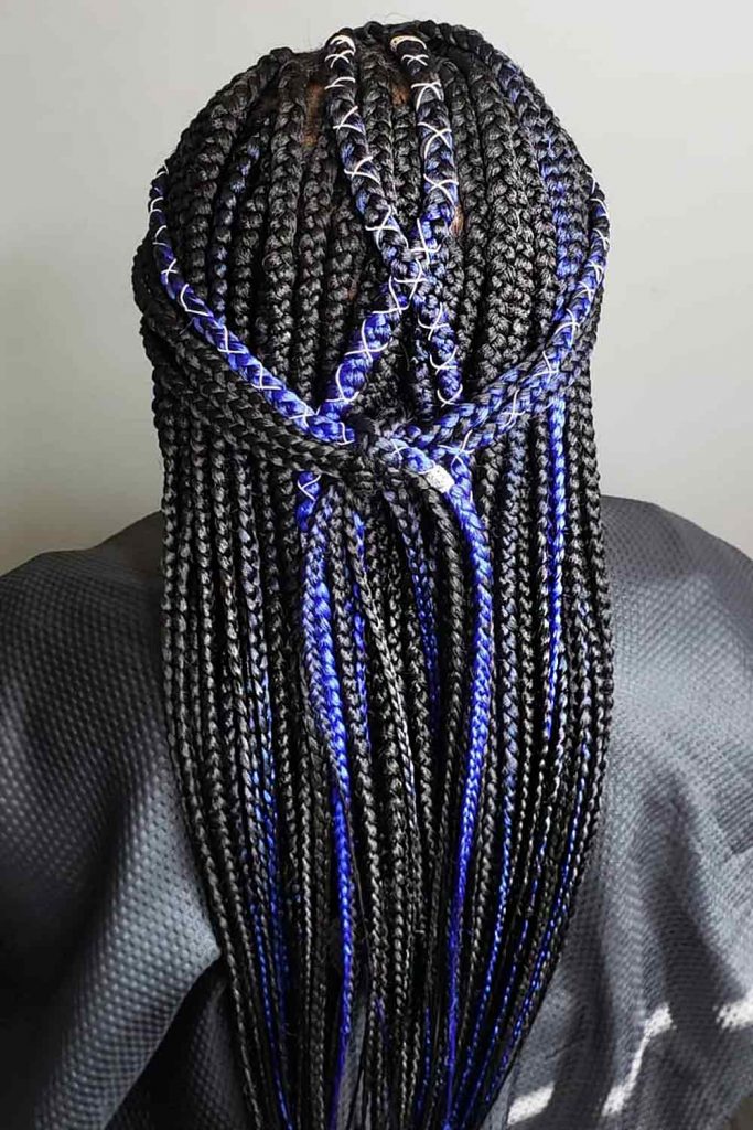 Blue Medium Knotless Braids