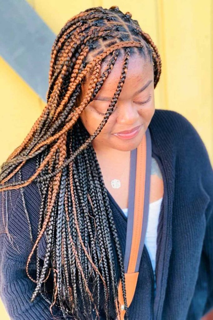 Black and Brown Side Knotless Braids