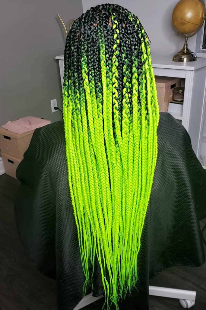 Neon Green Knotless Braids