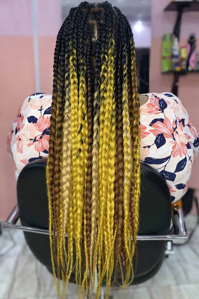 Combination of 4 Colours Knotless Braids
