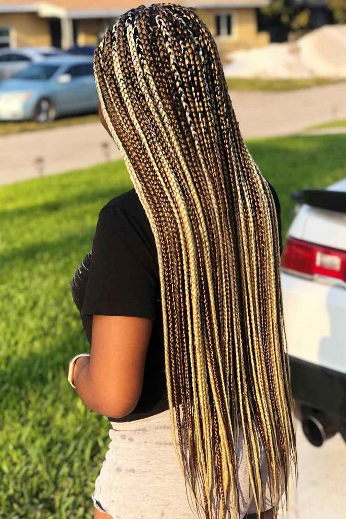 Blonde and Brown Knotless braids