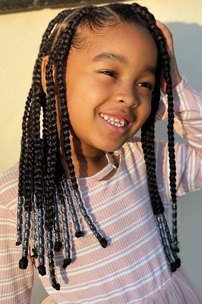 Knotless Braid with Beads for Girls