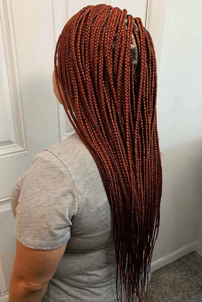 Red Medium Knotless Braids