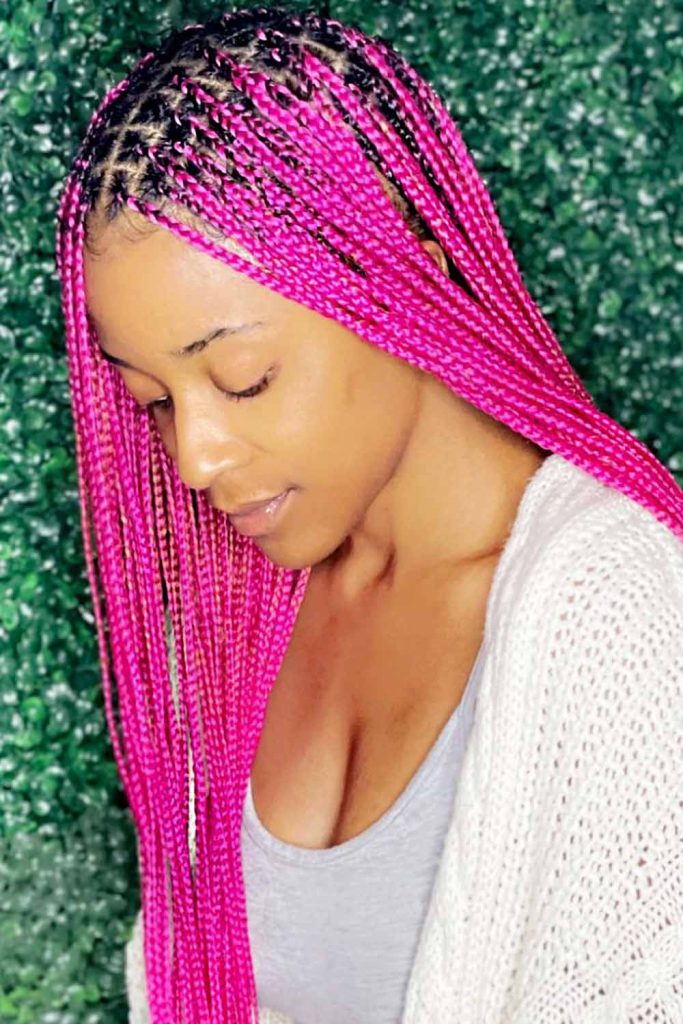 Small Pink Knotless Braids