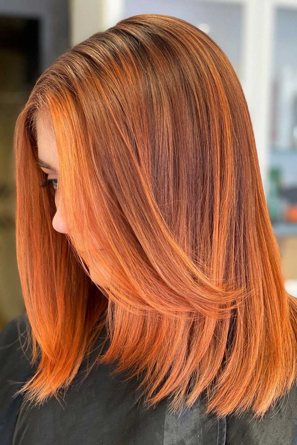 Auburn Red Medium Straight Hair