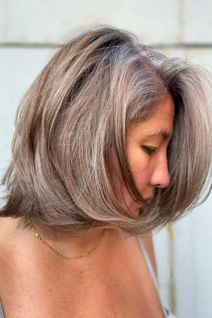 Silver and Pepper Style for Layered Thick Hair