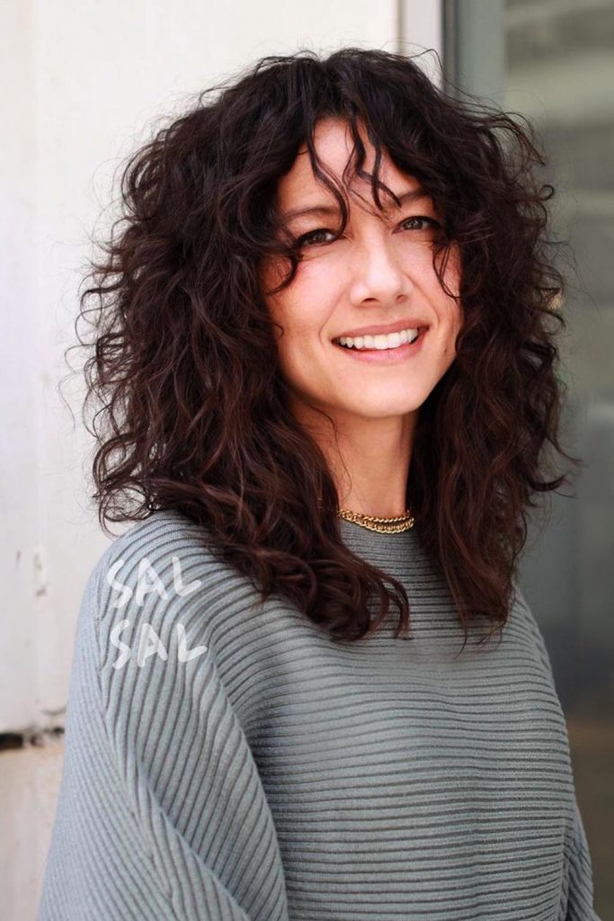 Shaggy Curled Haircut for Women over 50
