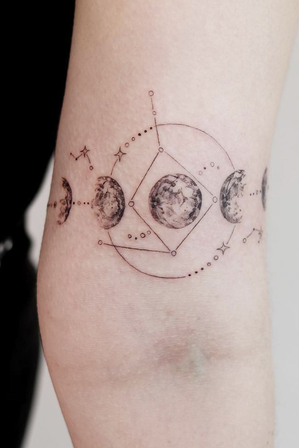 Moon Tattoo with Geometric Elements