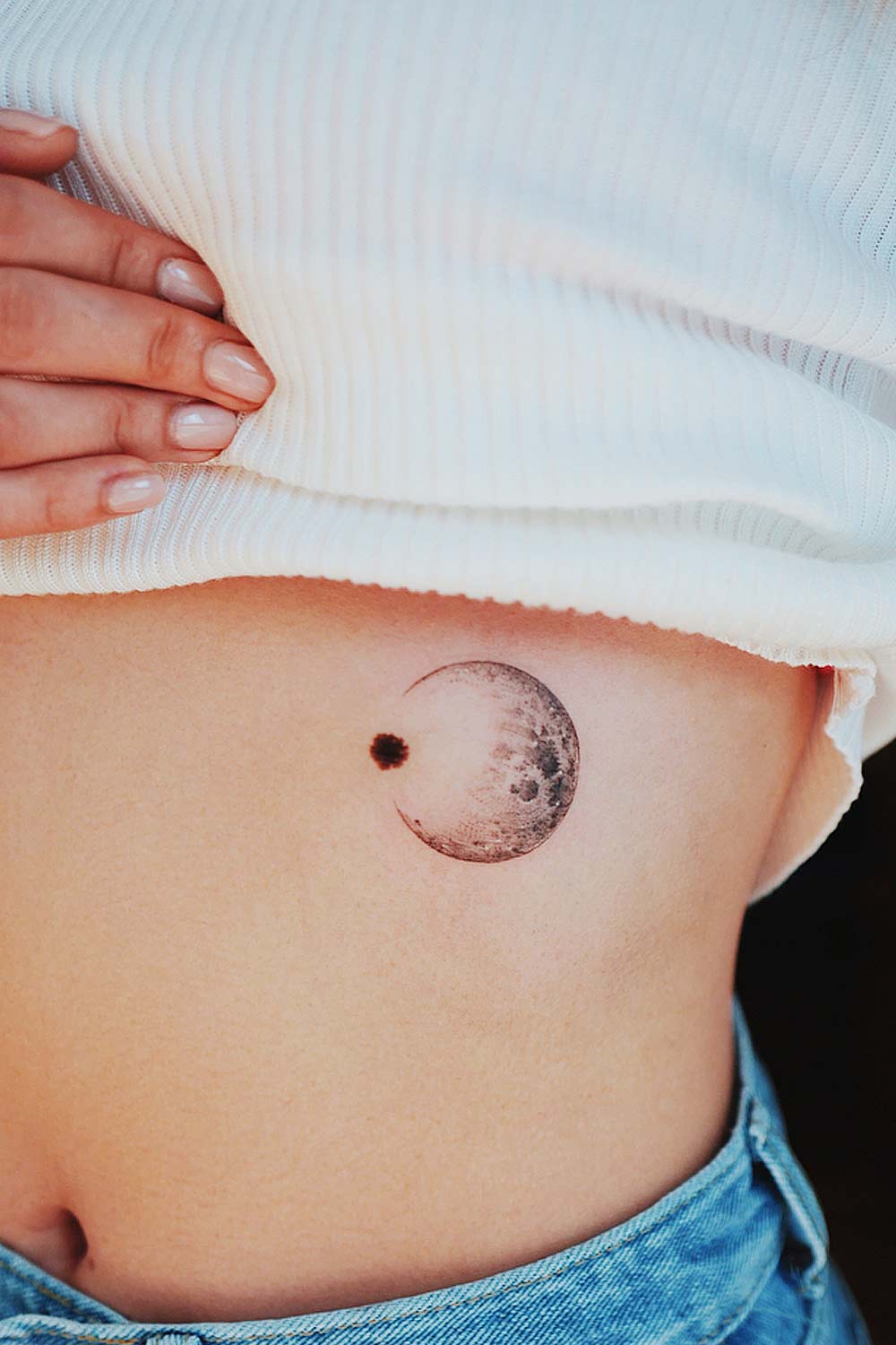 Side Body Moon Tattoo