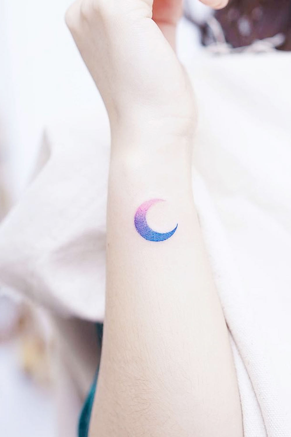 Side Wrist Small Moon Design Tattoo