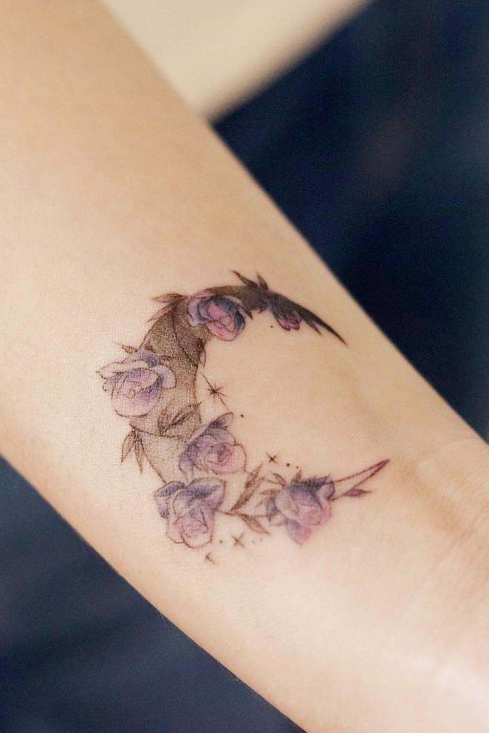 Floral Moon Tattoo Design