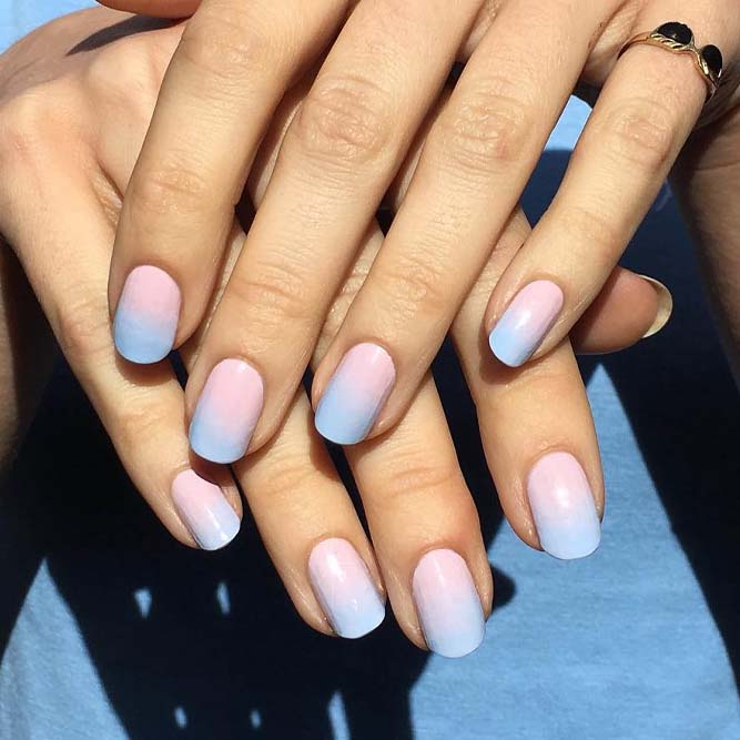 Pastel Ombre Pink and Blue Nails