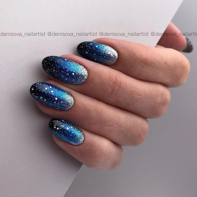 Icy Glitter Ombre Nails Design
