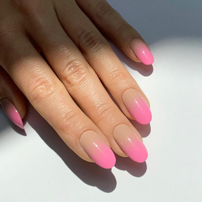Nude Pink Ombre Nails Design