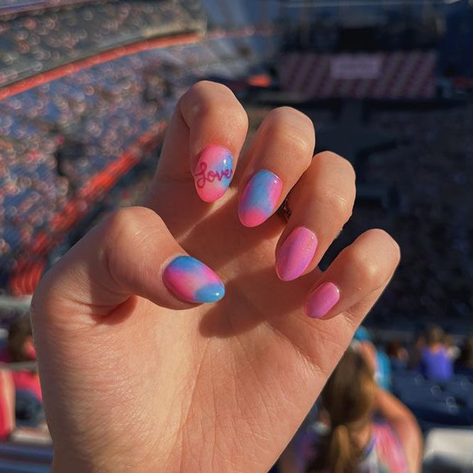 Pink and Blue Nails