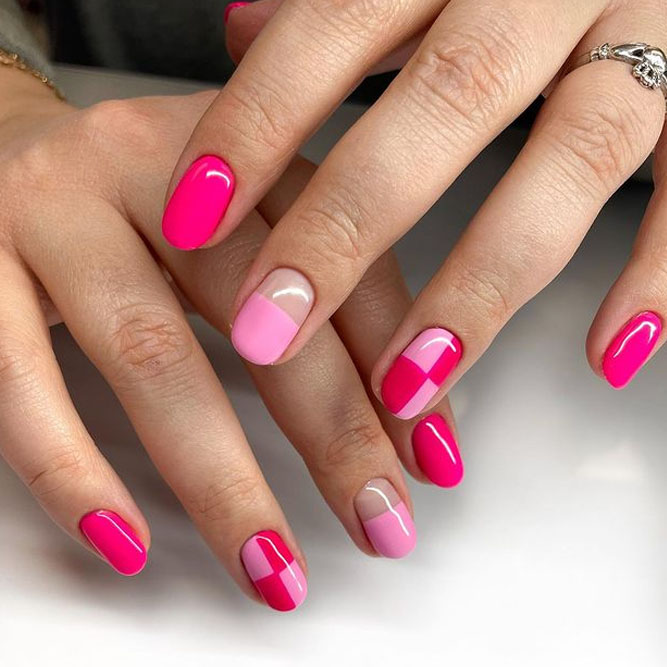 Geometric Pink Nails Mood