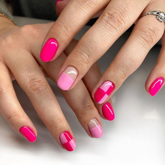 25 Hot Pink Vibrant Nails for Modern Women : Shades of Pink Double French  Tips