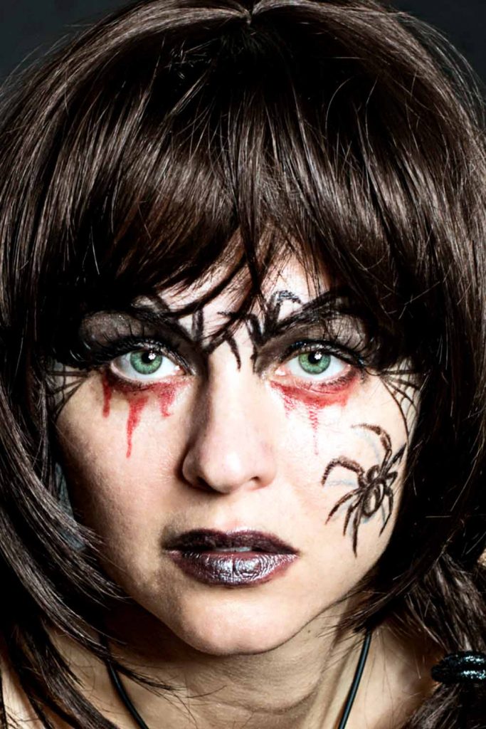 Halloween Makeup Ideas With Spider Face Print