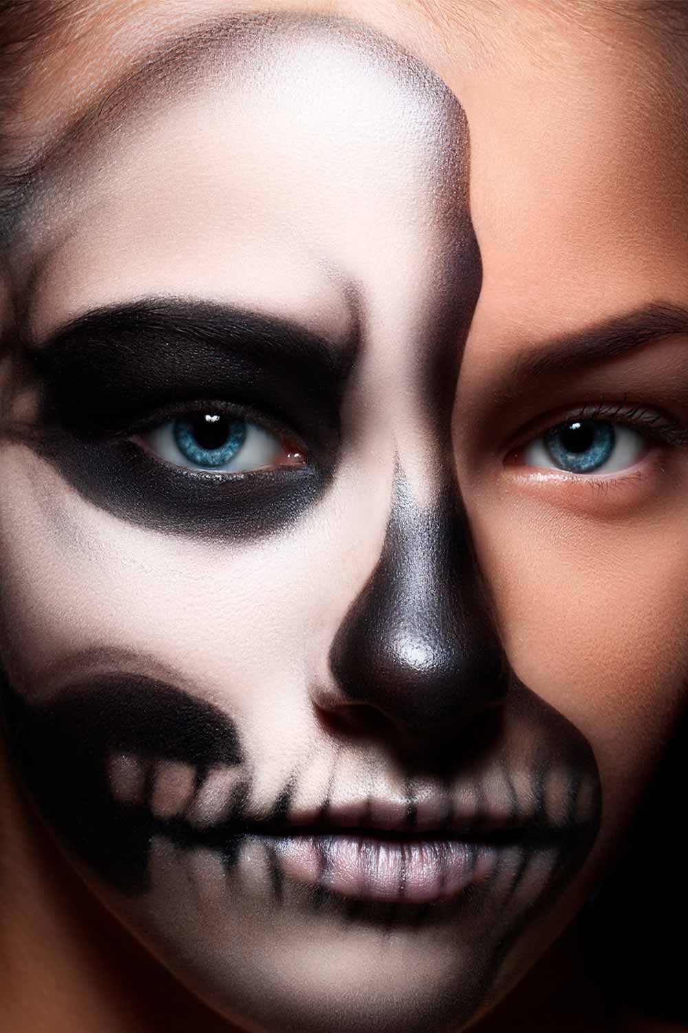 Half Face Skeleton Art
