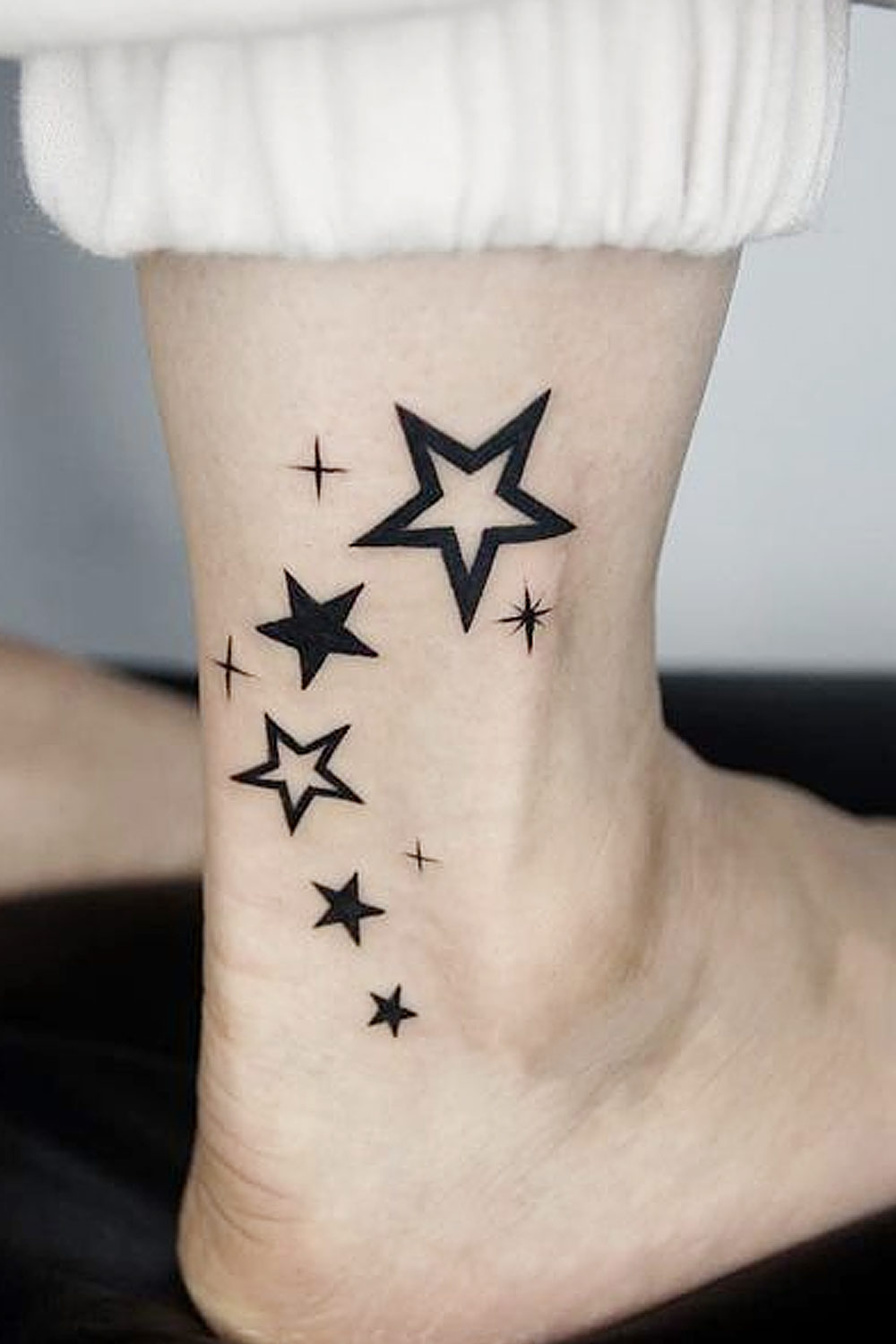 Hollow Stars Temporary Tattoo - Set Small Black Star Sheet Waterproof Men  Kids | eBay