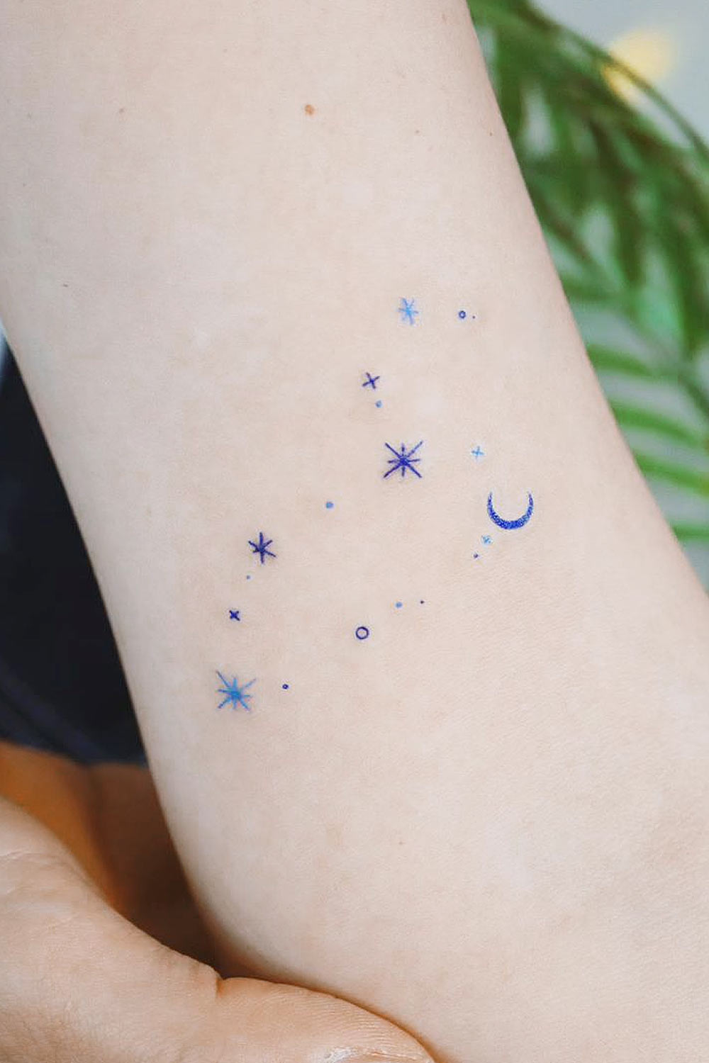 Small Constellation with Moon and Stars Tattoo