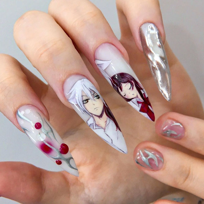 Anime Stiletto Nails