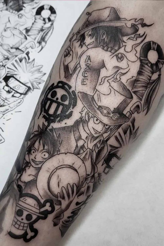 One Piece Anime Tattoo for Men