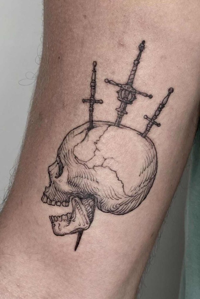 Skull with Swords Tattoo