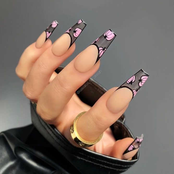 Pink Pumpkins Nails