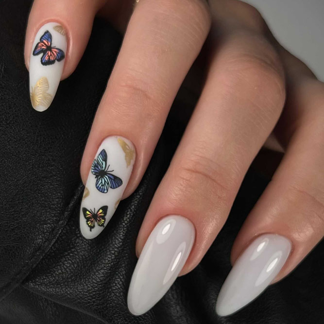 Butterfly Almond Nails