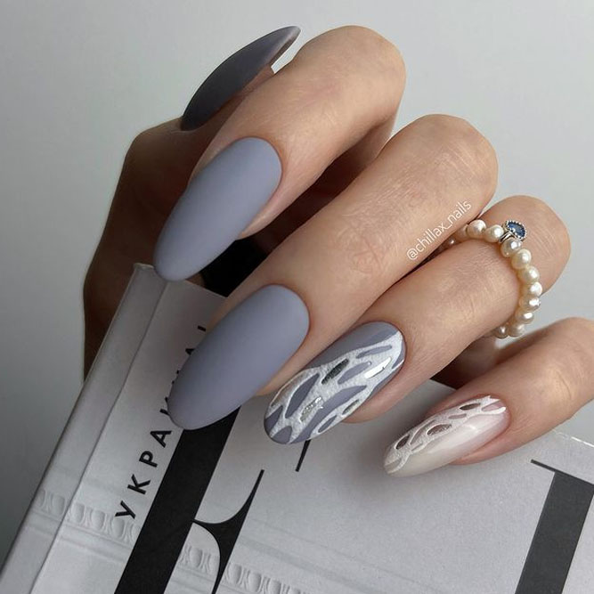 Gray Autumn Nails