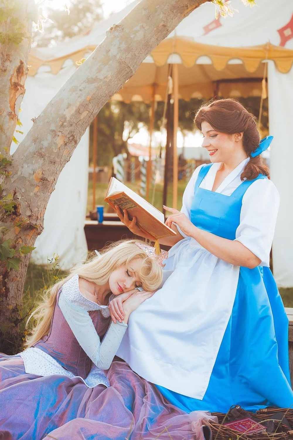 Sleeping Beauty and Cinderella Halloween Costumes for Best Friends