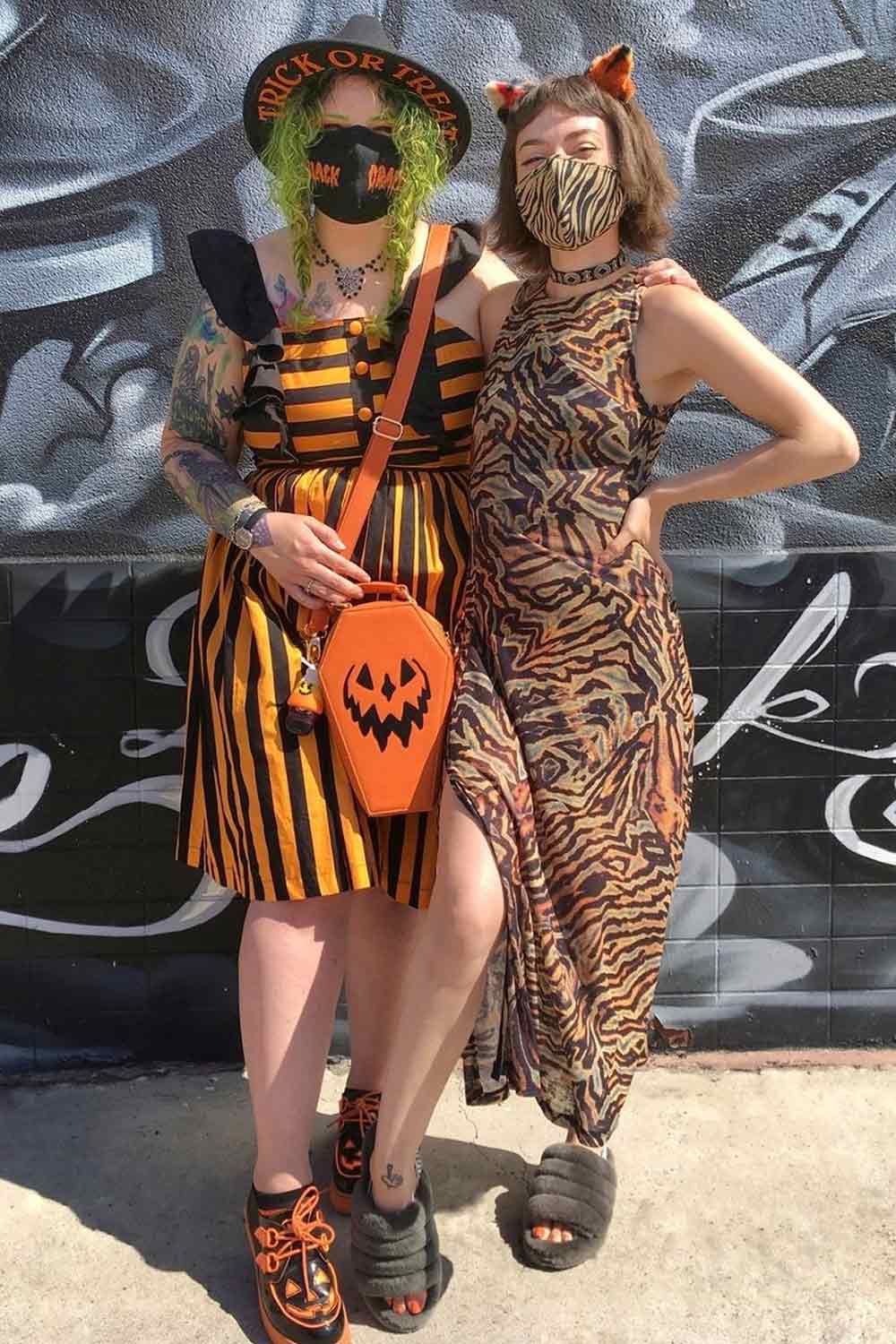 Pumpkin and Cat Woman Easy Halloween Costumes