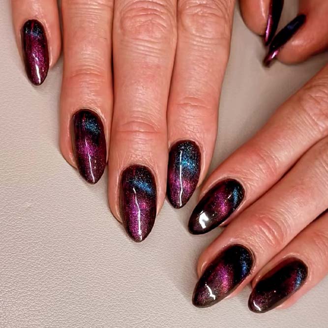 Cosmic Burgundy Nails