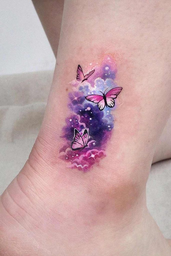 Small Ankle Butterfly Tattoos