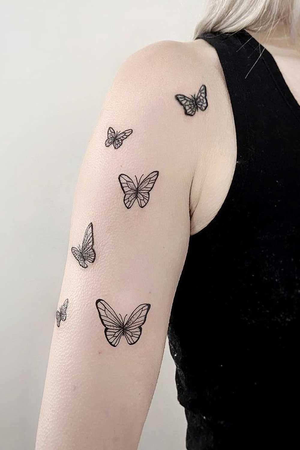 Arm Butterflies Design Tattoo