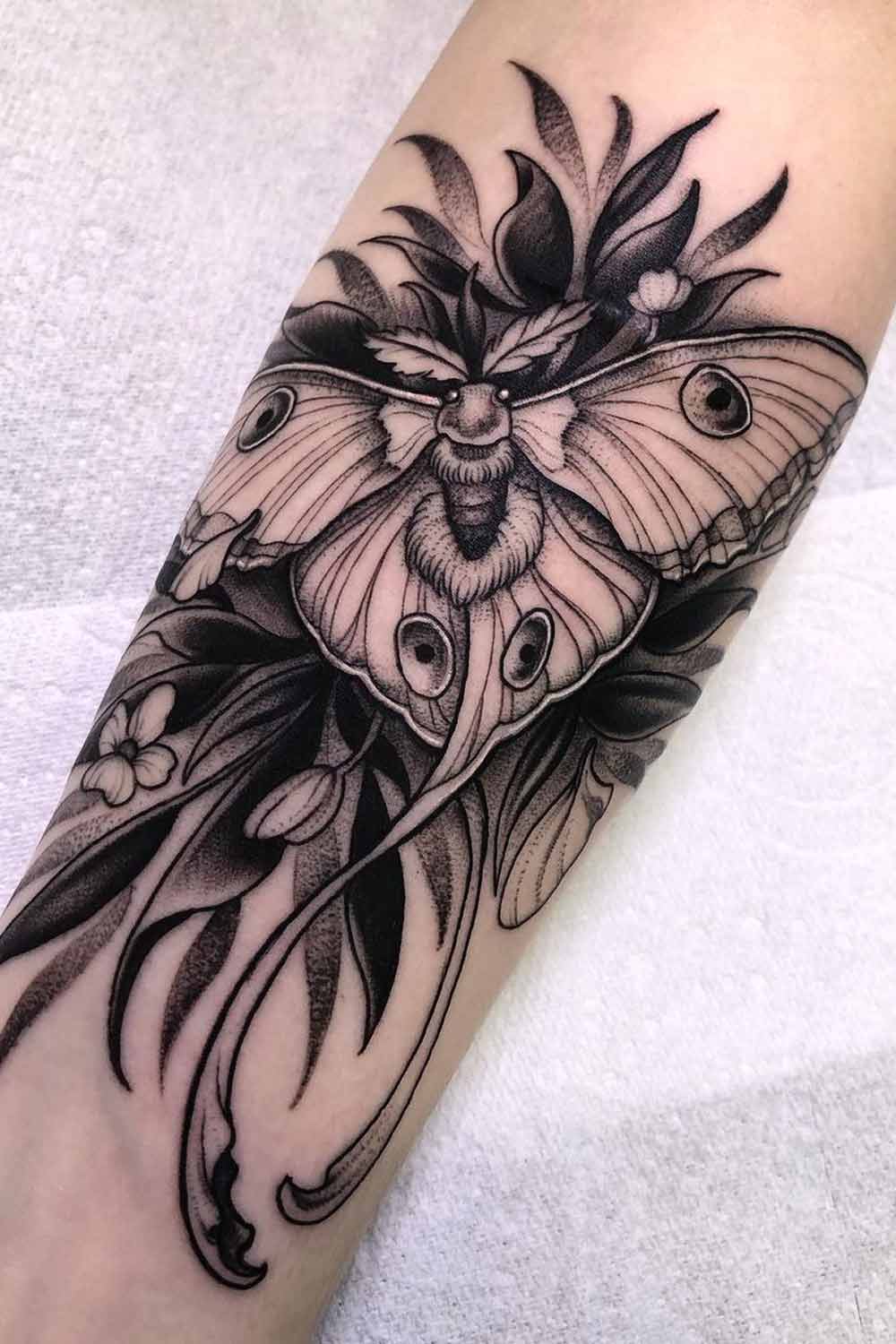 Dark Butterfly Design Tattoo for Arm