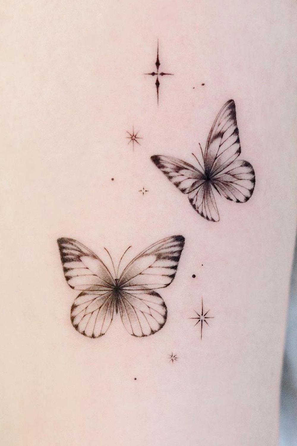 Small Black and White Butterflies with Stars