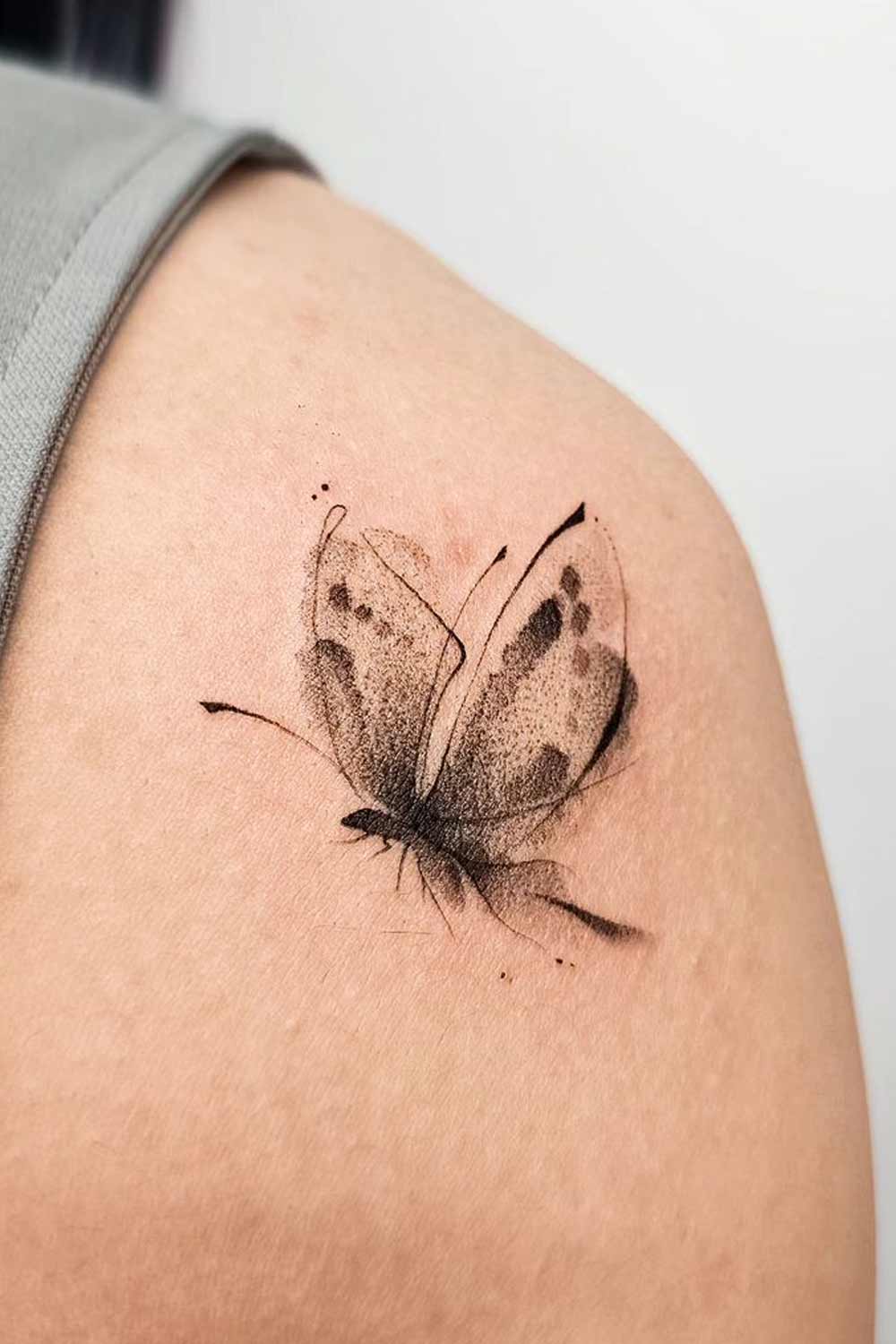 Dowtork Technique Black Butterfly Tattoo