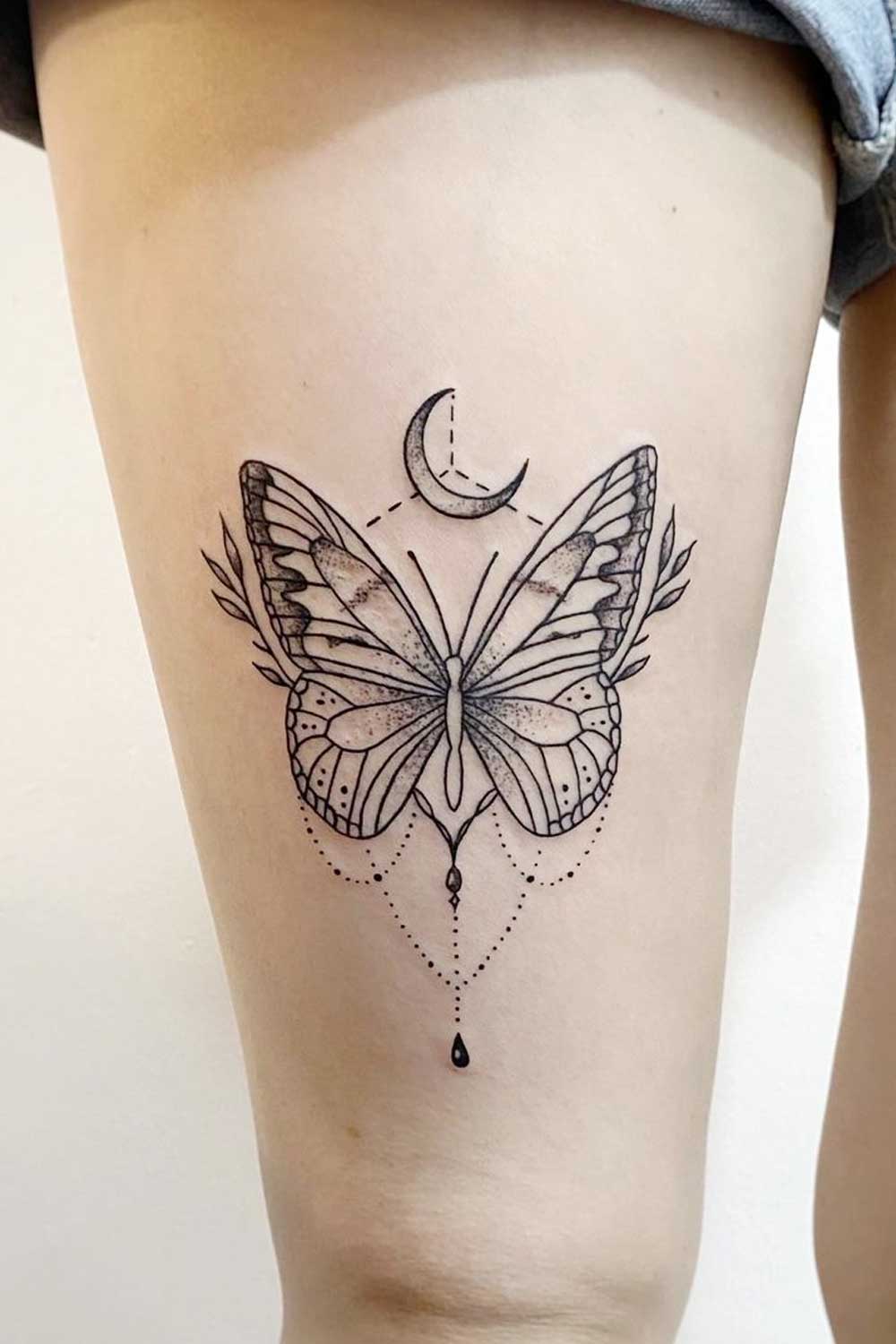 Butterfly Tattoo with Moon