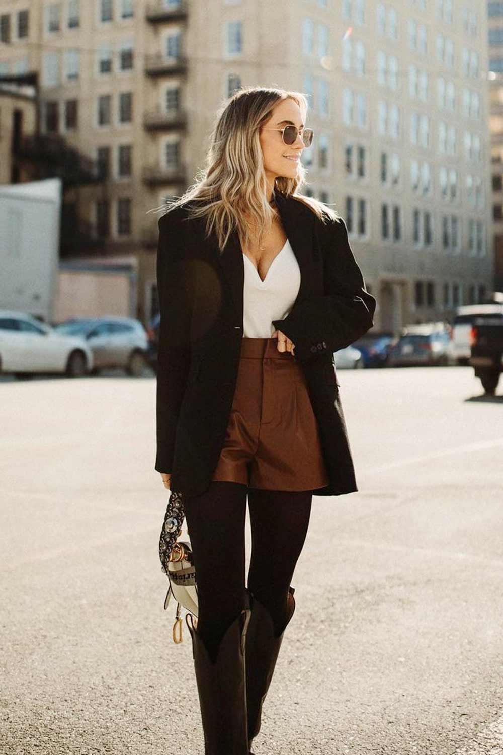 Blazer and Shorts Outfits for Fall
