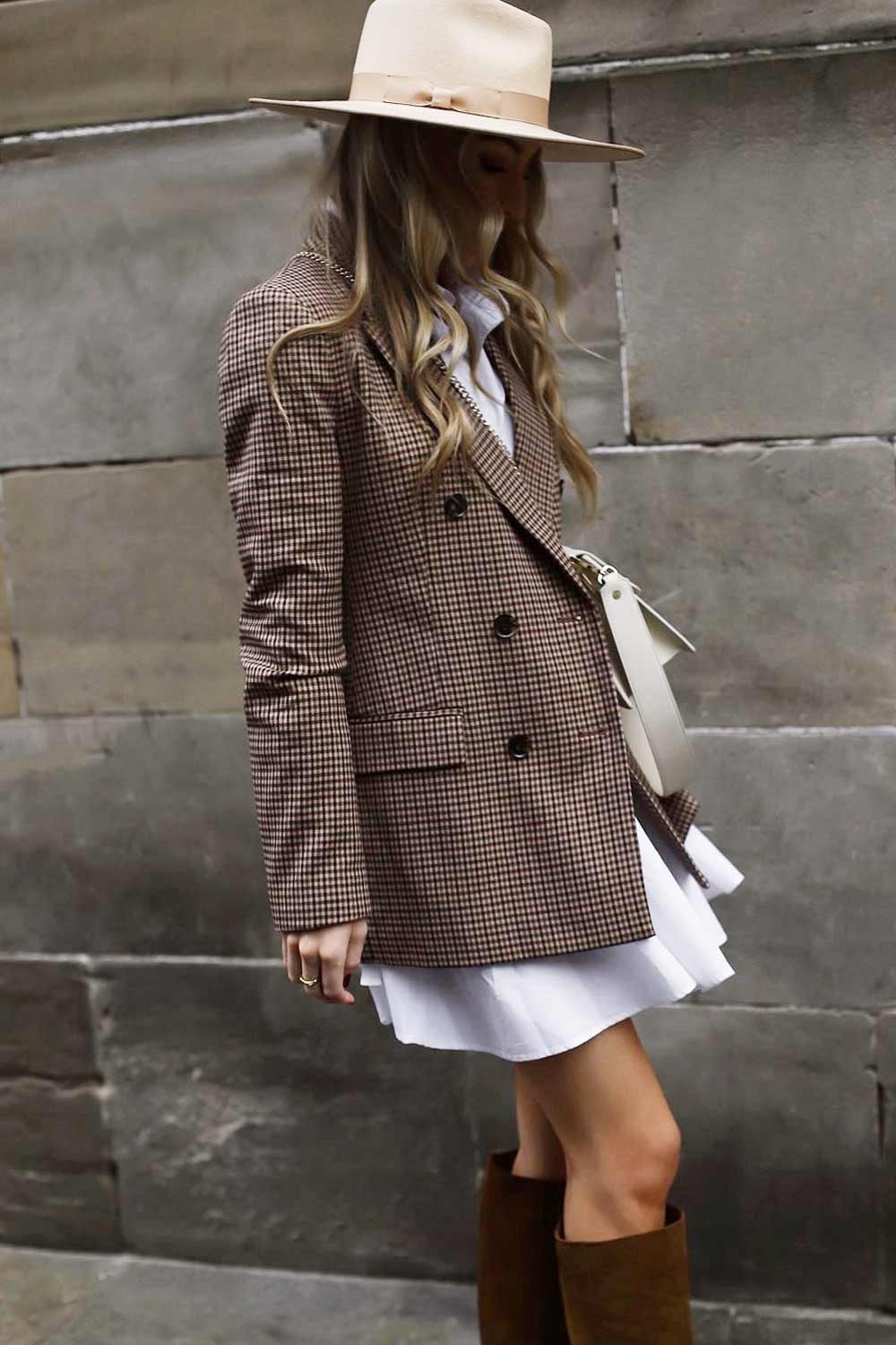 Blazer with Hat Outfits for Fall